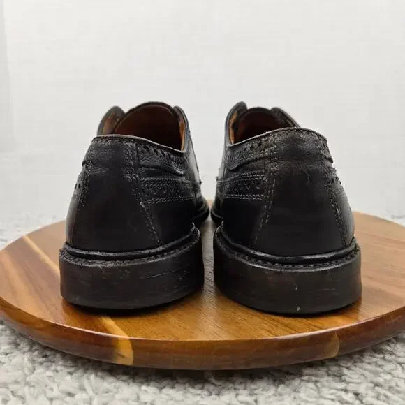 Allen Edmonds Mens 8.5D MacNeil Black Shell Cordovan Wingtip Brogue Oxford Dress